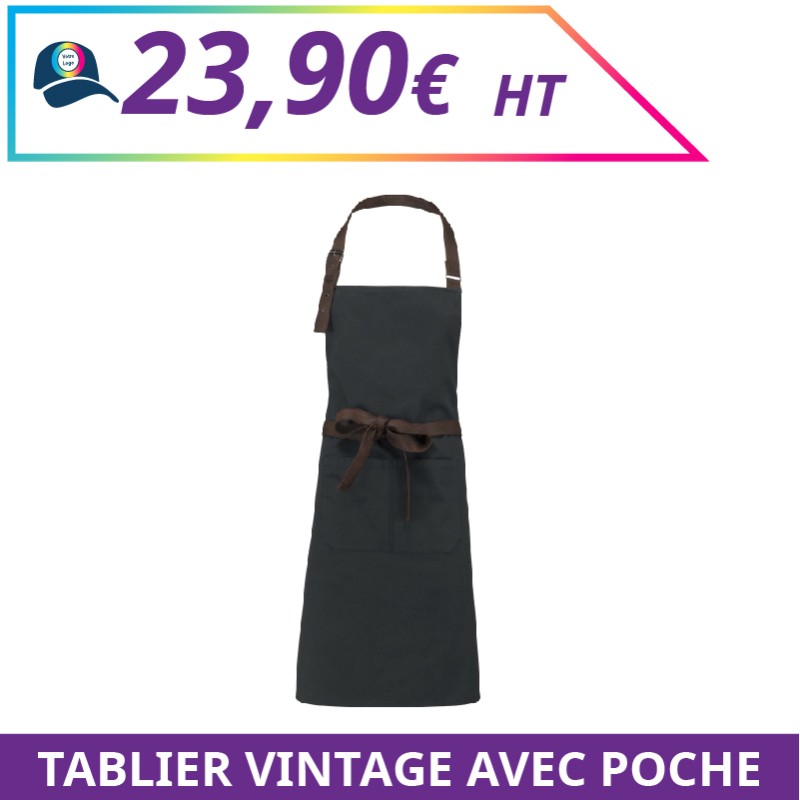 Tablier vintage avec poche - Accessoires à personnaliser - Imprimeur Marseille Textile