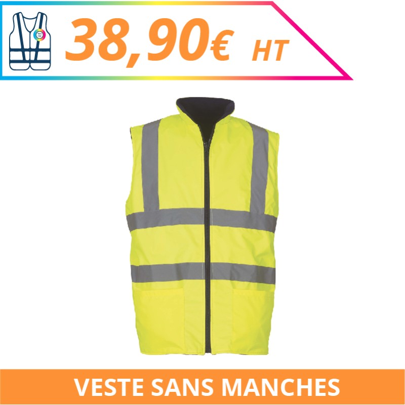 Veste sans manches haute visibilité - Chantier à personnaliser - Imprimeur Marseille Textile