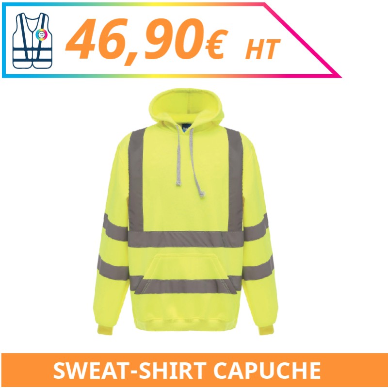 Sweat-shirt capuche haute visibilité - Chantier à personnaliser - Imprimeur Marseille Textile