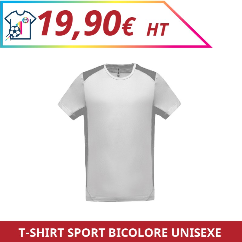 T-shirt sport bicolore unisexe - Sport à personnaliser - Imprimeur Marseille Textile