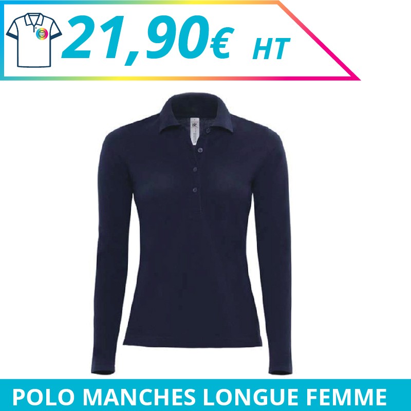 Polo manche longue femme - Polos à personnaliser - Imprimeur Marseille Textile