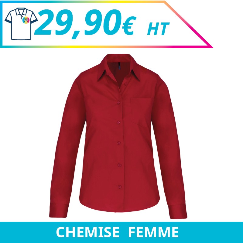 Chemise manches longues femme - Chemises à personnaliser - Imprimeur Marseille Textile