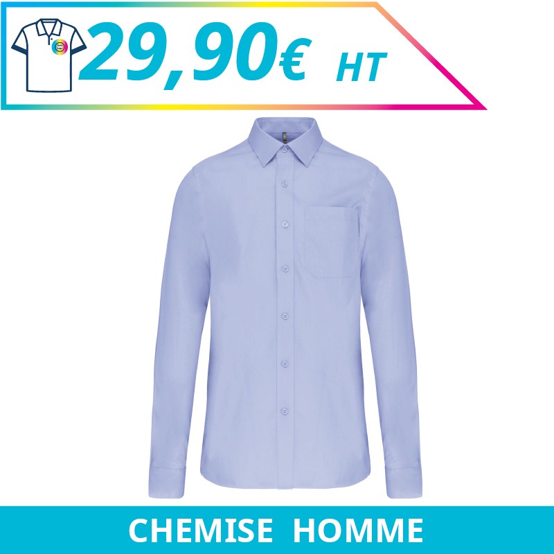 Chemise manches longues homme - Chemises à personnaliser - Imprimeur Marseille Textile